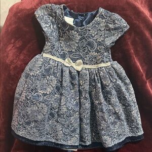Elegant Blue Lace Dress with Bow
